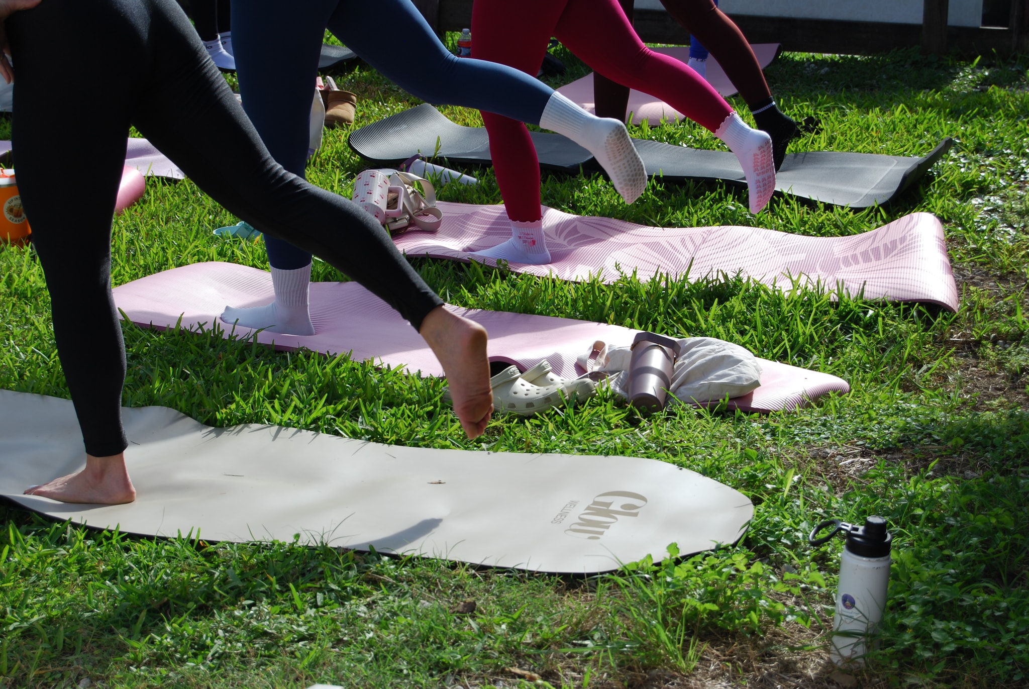 Glow Wellness mats at an outdoor class